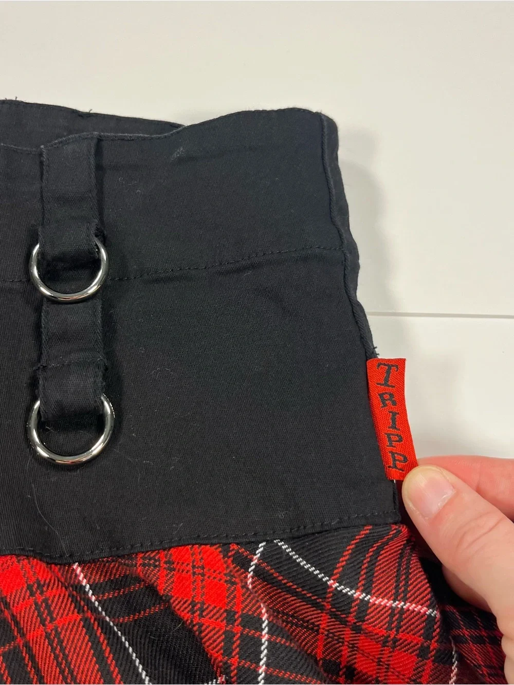 TRIPP NYC Y2K GOTH Black and Red Plaid Mini Skirt Size XL